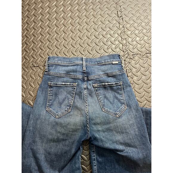 Mother Denim The Swooner Roller Crop Fray Wide Leg Flare - Come Sundown 25 - Picture 7 of 10